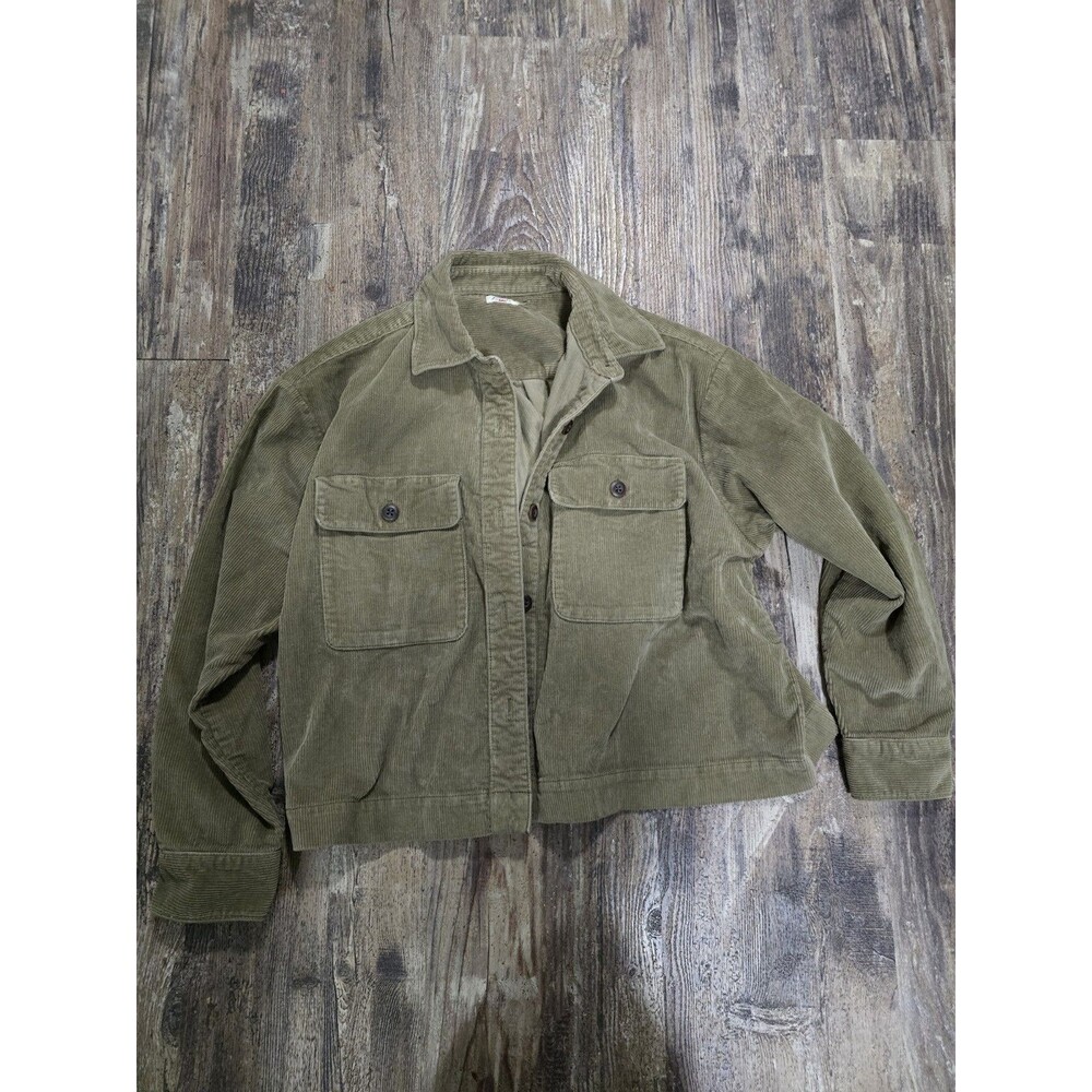 Faherty Women's Corduroy Chore Jacket Shirt Shacket Olive Green Medium Soft